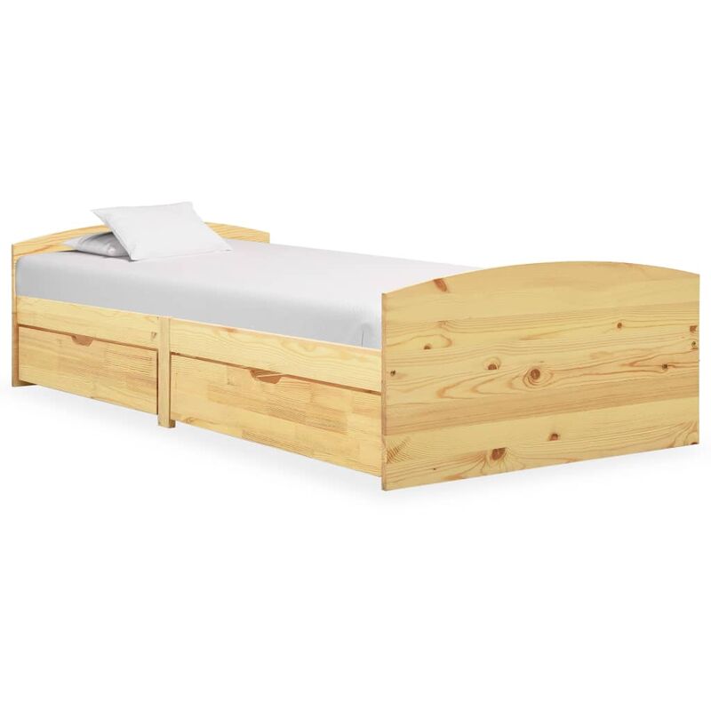 

Estructura de cama con 2 cajones madera maciza pino 90x200 cm - Marrón