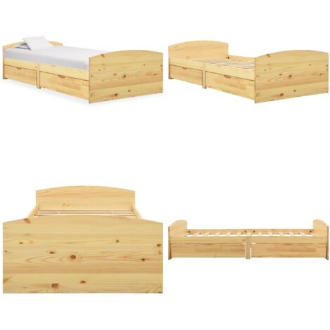 Estructura de cama con 2 cajones madera maciza pino 90x200 cm - Estructura de cama - Cajones de cama
