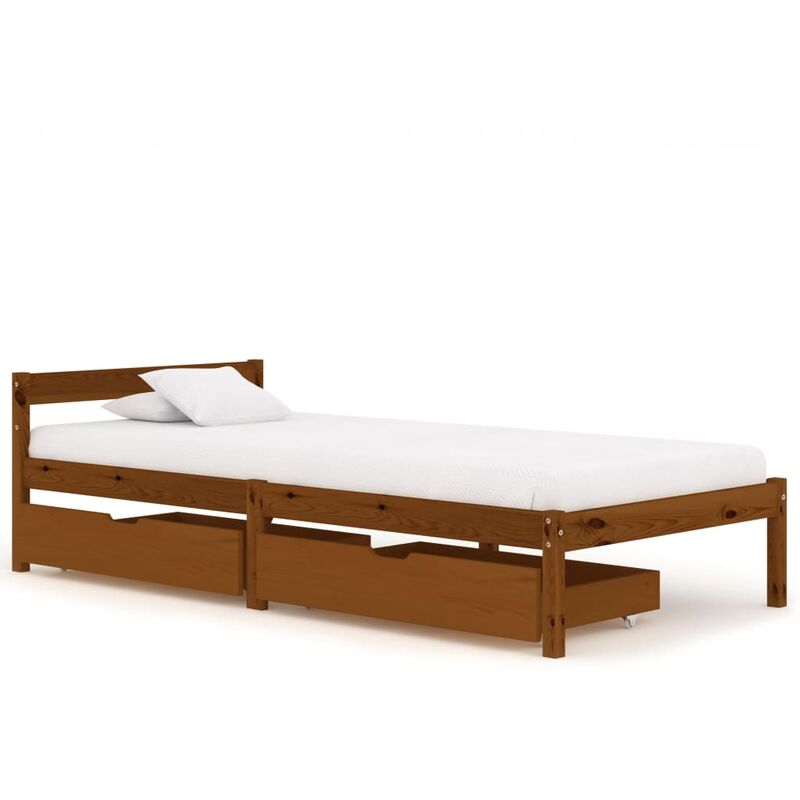 

Estructura de cama con 2 cajones pino marrón miel 100x200 cm - Marrón