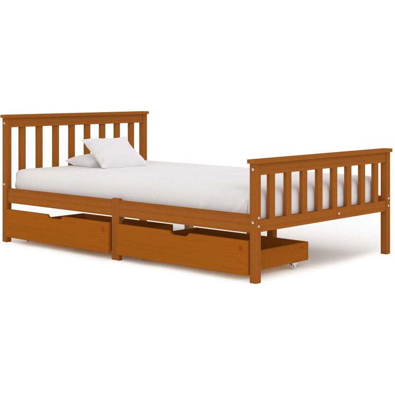 

Estructura de cama con 2 cajones pino marrón miel 120x200 cm - Marrón