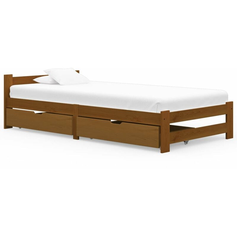 

Estructura de cama con 2 cajones pino marron miel 100x200 cm