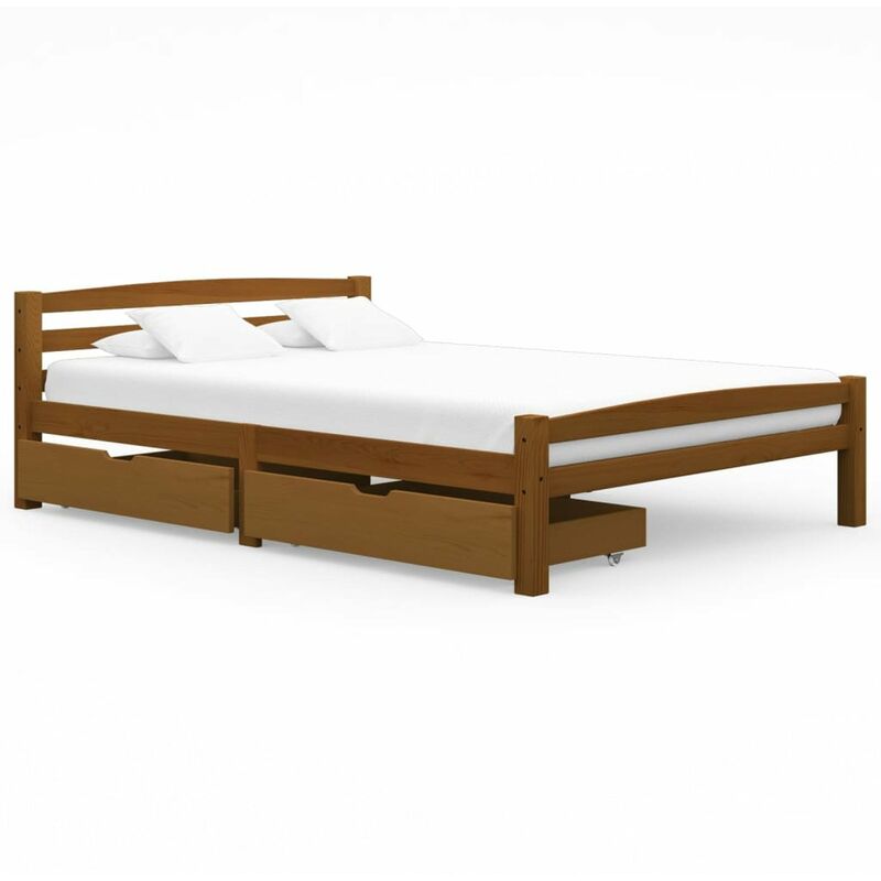 

Estructura de cama con 2 cajones pino marron miel 120x200 cm