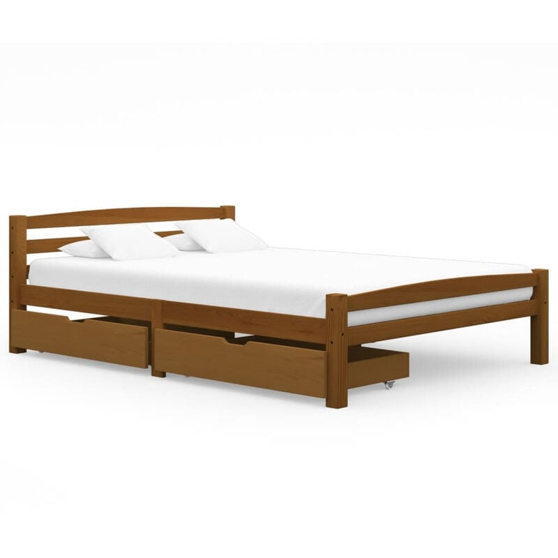 

Estructura de cama con 2 cajones pino marron miel 140x200 cm