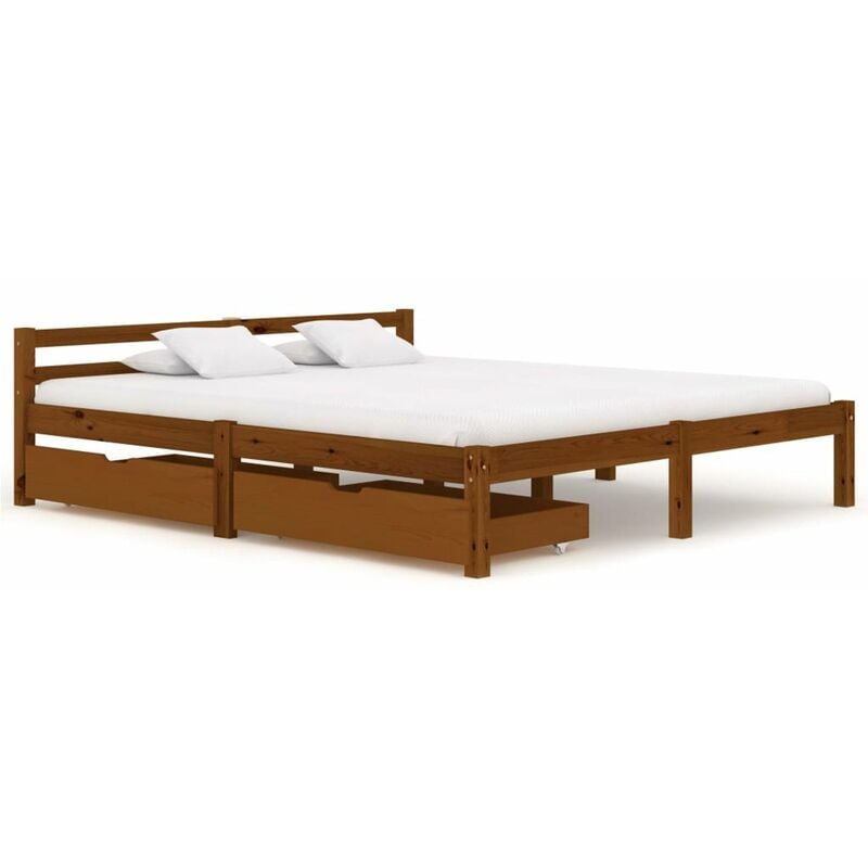 

Estructura de cama con 2 cajones pino marron miel 160x200 cm