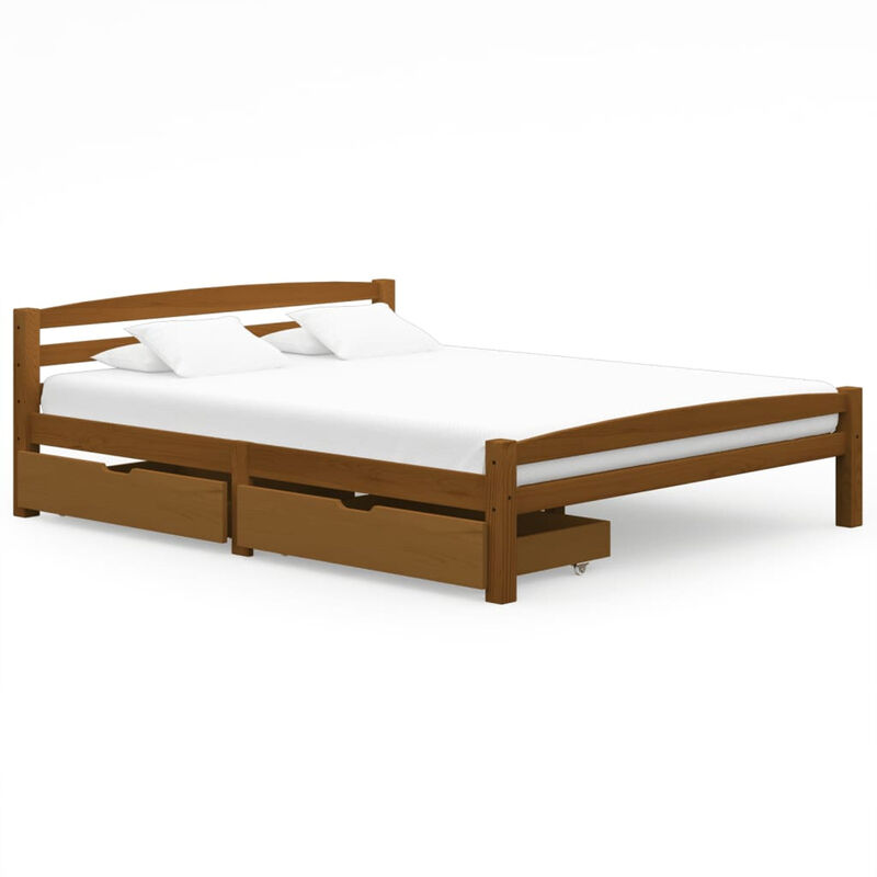 

Asupermall - Estructura de cama con 2 cajones pino marron miel 160x200 cm