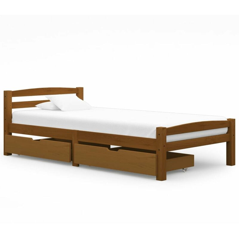 

Estructura de cama con 2 cajones pino marron miel 90x200 cm