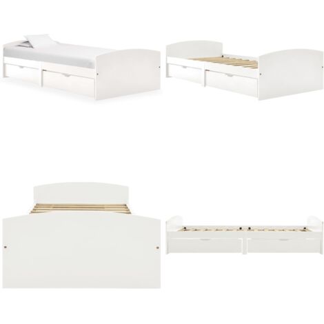 Estructura de cama con 2 cajones sin colchón blanco 90x200 cm - Cajones - Cama con cajones