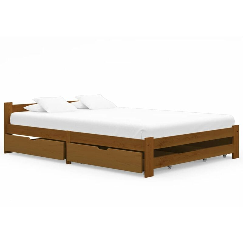 

Estructura de cama con 4 cajones pino marron miel 140x200 cm