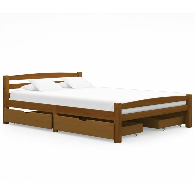 

Estructura de cama con 4 cajones pino marron miel 140x200 cm