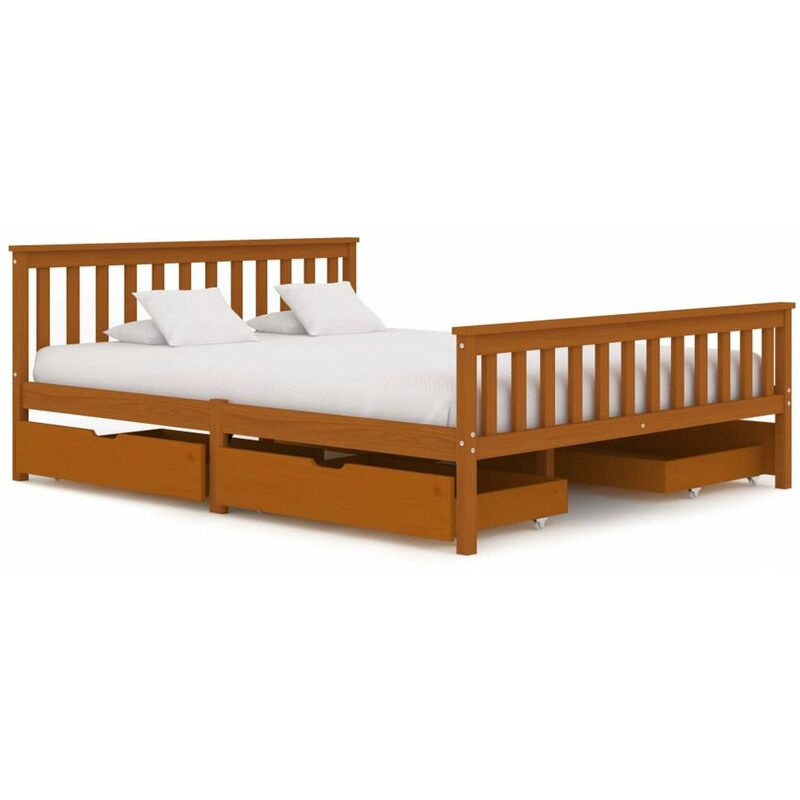 

Estructura de cama con 4 cajones pino marron miel 160x200 cm