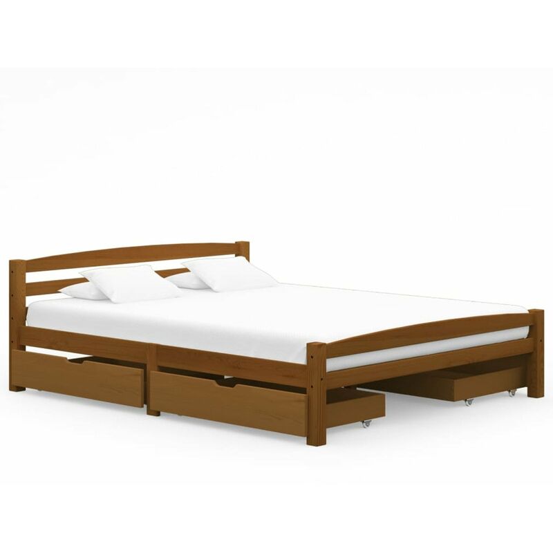 

Estructura de cama con 4 cajones pino marron miel 160x200 cm