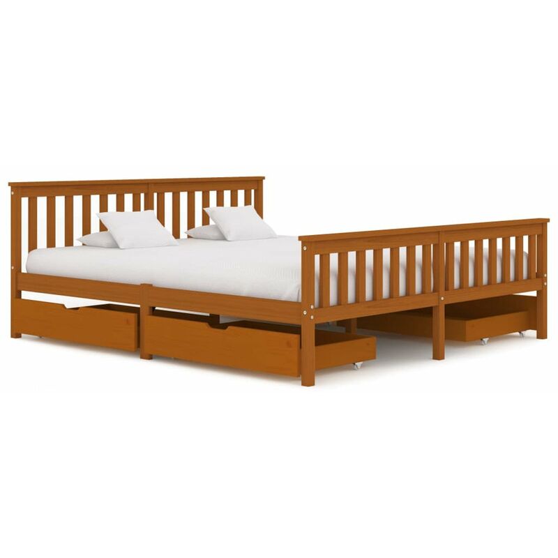 

Estructura de cama con 4 cajones pino marron miel 180x200 cm