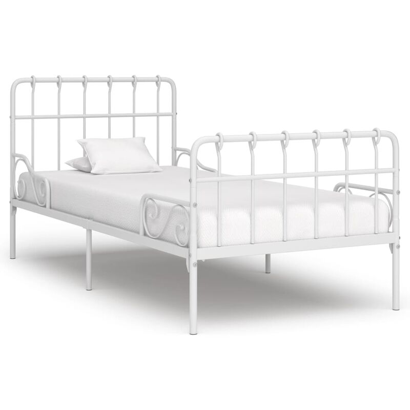 

Estructura de cama con base de listones metal blanco 100x200 cm