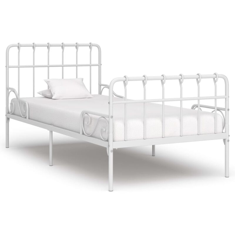 

vidaXL Estructura de Cama con Somier Metal Blanco 100x200 cm - Blanco