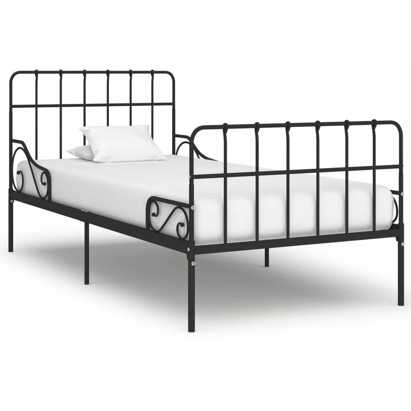

Estructura de Cama con Somier Metal Negro 100x200 cm - Negro - Vidaxl