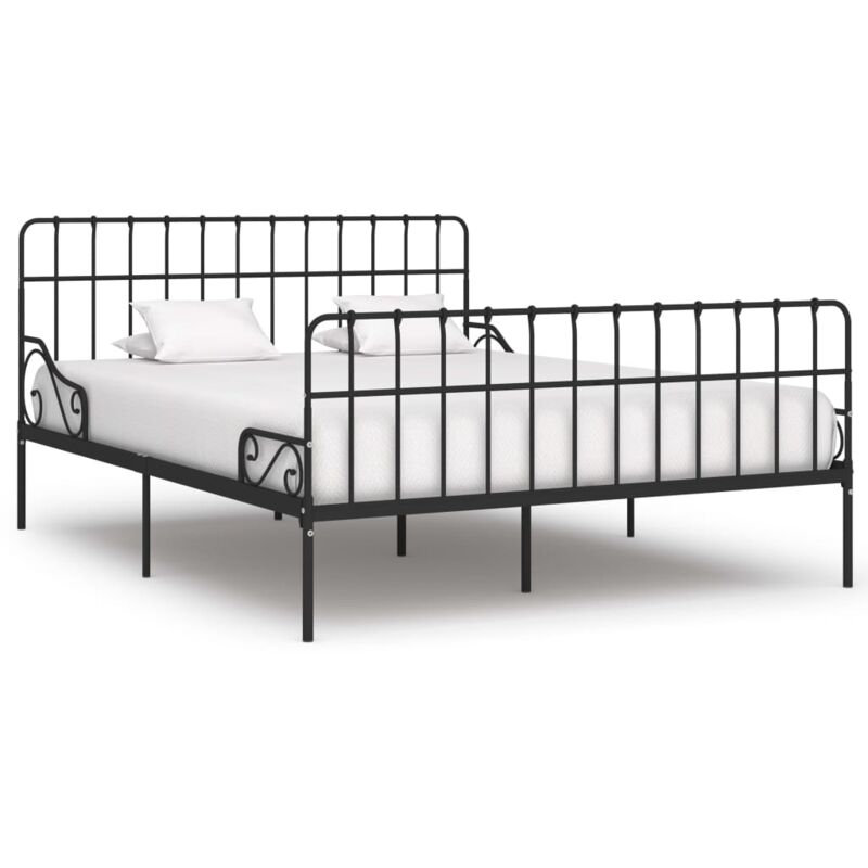 

vidaXL Estructura de Cama con Somier Metal Negro 200x200 cm - Negro