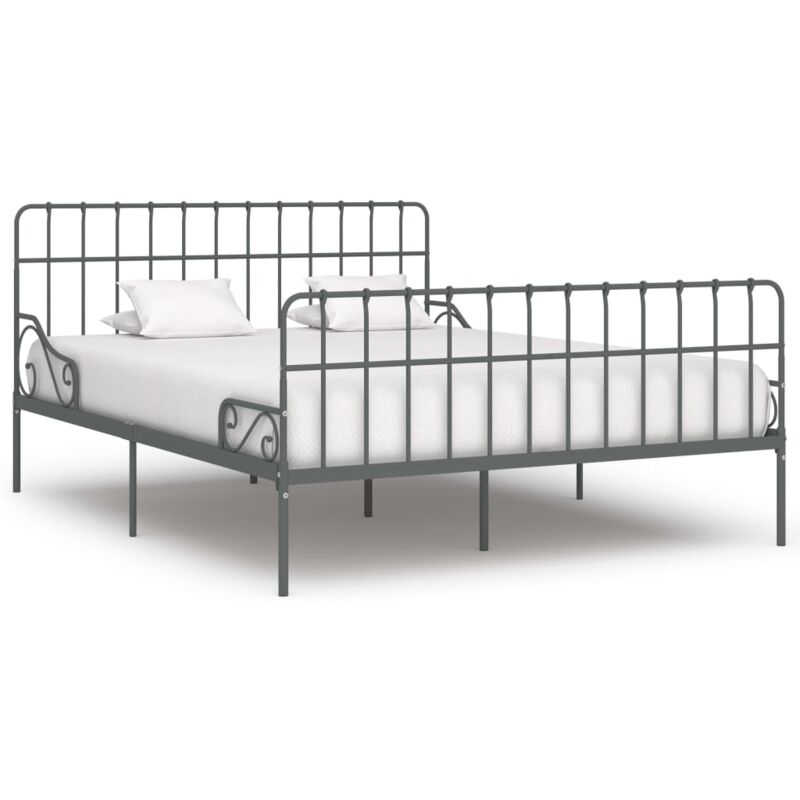 

vidaXL Estructura de Cama con Somier Metal Gris 180x200 cm - Gris