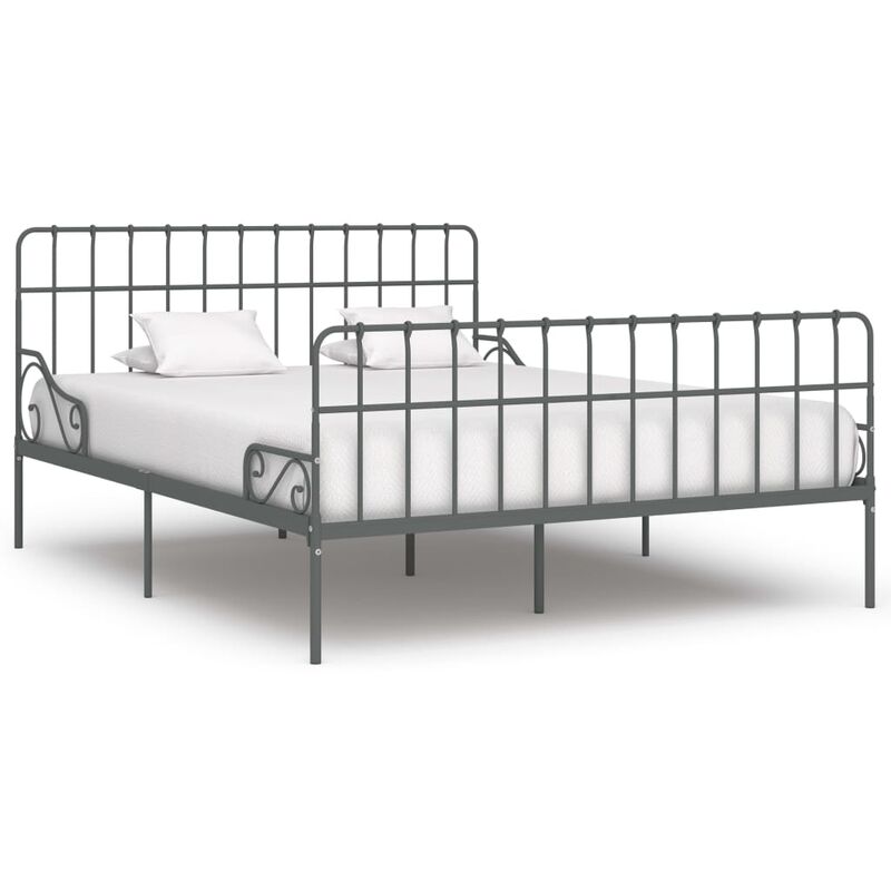 

vidaXL Estructura de Cama con Somier Metal Gris 200x200 cm - Gris