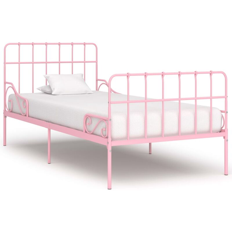 

vidaXL Estructura de Cama con Somier Metal Rosa 100x200 cm - Rosa