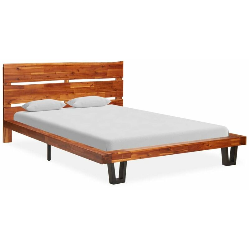 

Estructura de cama con borde natural madera maciza acacia 120cm