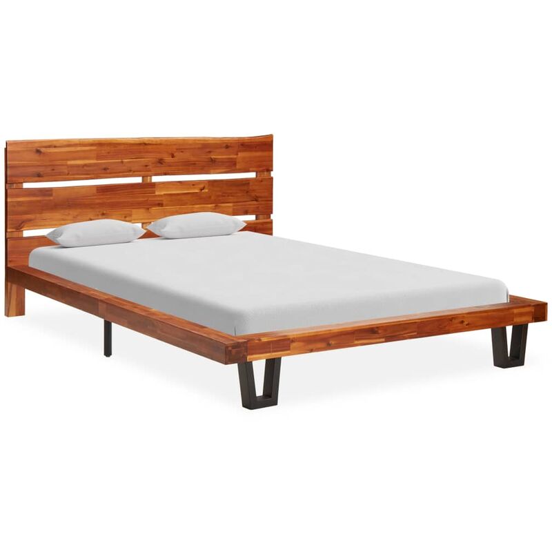 

Estructura de cama con borde natural madera maciza acacia 120cm