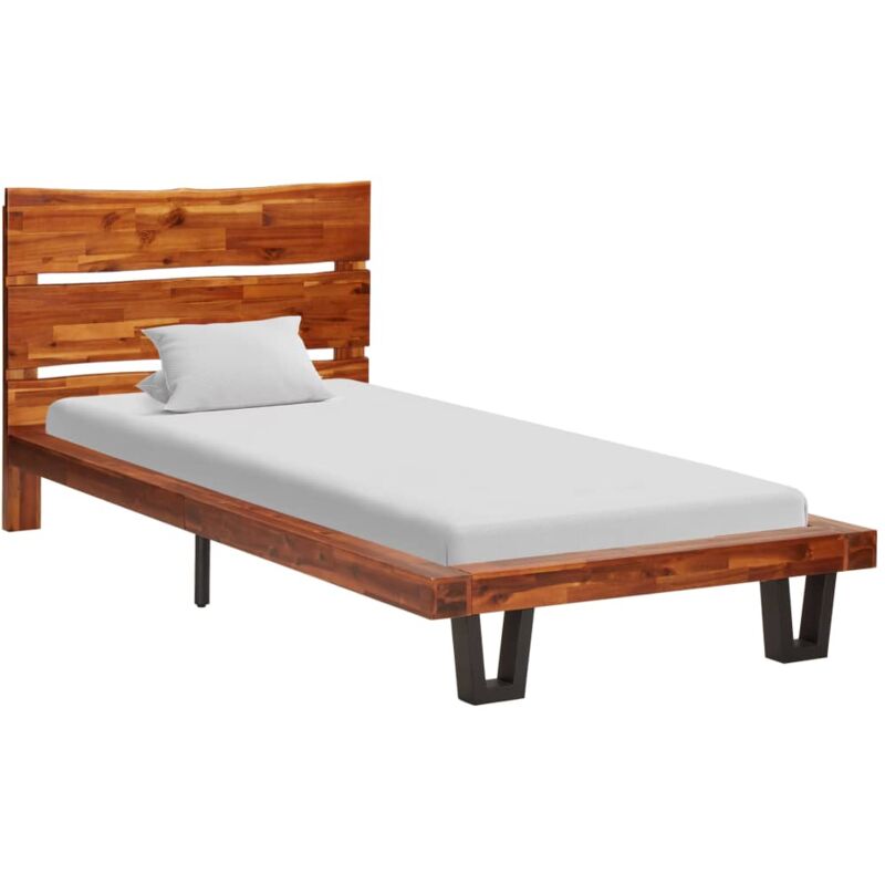 

Madera Maciza Acacia Estructura de Cama con Borde Natural 90 cm - Marrón - Vidaxl