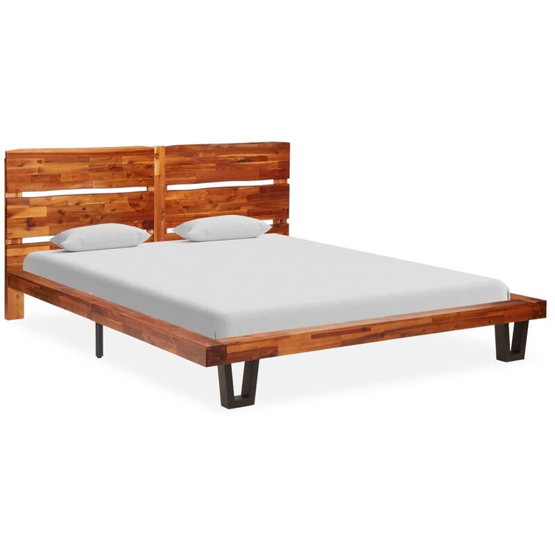 

Estructura de cama con borde natural madera maciza acacia 160cm