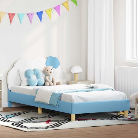 Estructura de cama con cabecera Azul 80 x 200 cm PU