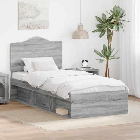 Estructura de cama con cabecera Gris  90 x 200 cm