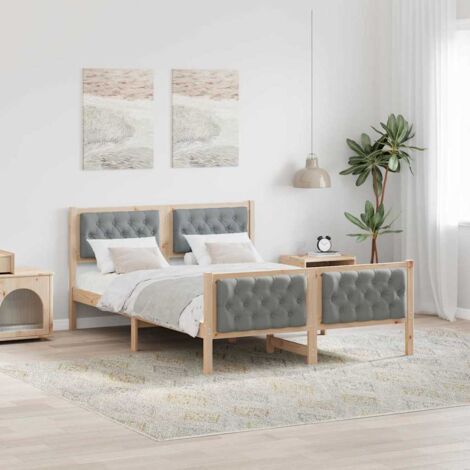 Estructura de cama con cabecera Gris Claro 150 x 200 cm