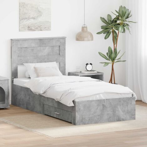 Estructura de cama con cabecera Gris Concreto 90 x 200 cm