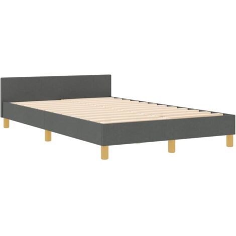 Estructura de cama con cabecera Gris oscuro 120 x 190 cm tela