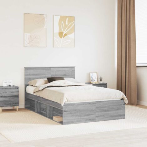 Estructura de cama con cabecera Gris Sonoma 135 x 190 cm vidaXL