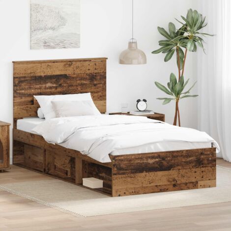 Estructura de cama con cabecera Madera vieja 100 x 200 cm
