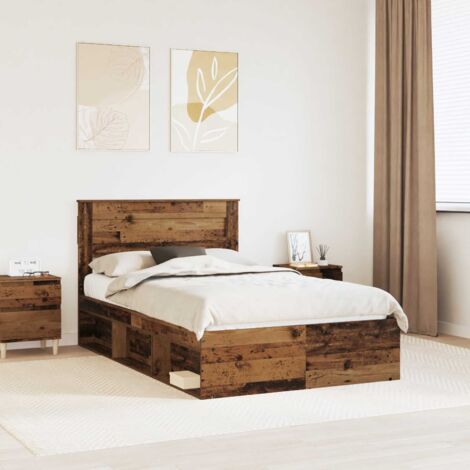 Estructura de cama con cabecera Madera vieja 120 x 200 cm