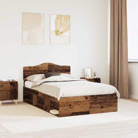 Estructura de cama con cabecera Madera vieja 135 x 190 cm