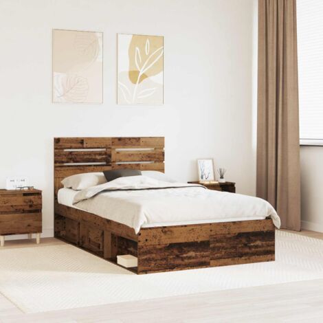 Estructura de cama con cabecera Madera vieja 135 x 190 cm