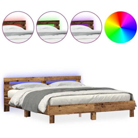Estructura de cama con cabecera Madera vieja 200 x 200 cm vidaXL