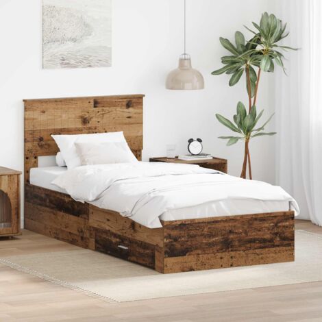 Estructura de cama con cabecera Madera vieja 90 x 200 cm