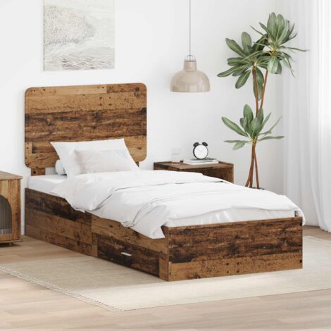 Estructura de cama con cabecera Madera vieja 90 x 200 cm