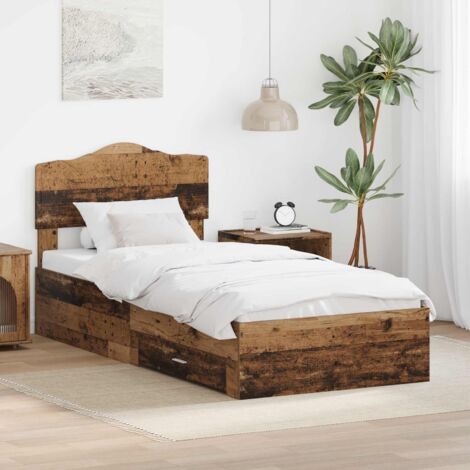Estructura de cama con cabecera Madera vieja 90 x 200 cm