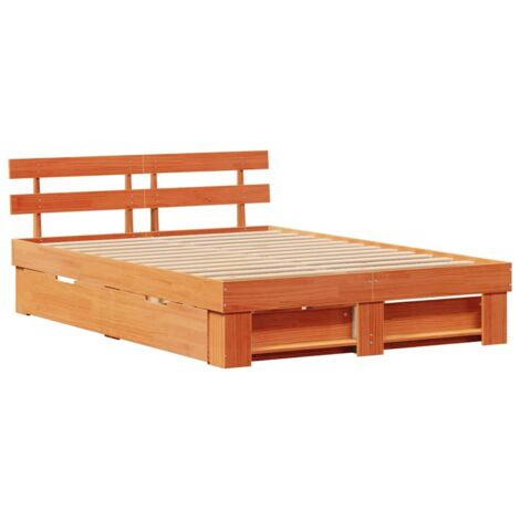 Estructura de cama con cabecera Marrón cera 150 x 200 cm vidaXL