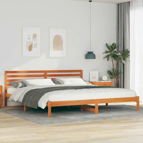 Estructura de cama con cabecera Marrón cera 200 x 210 cm