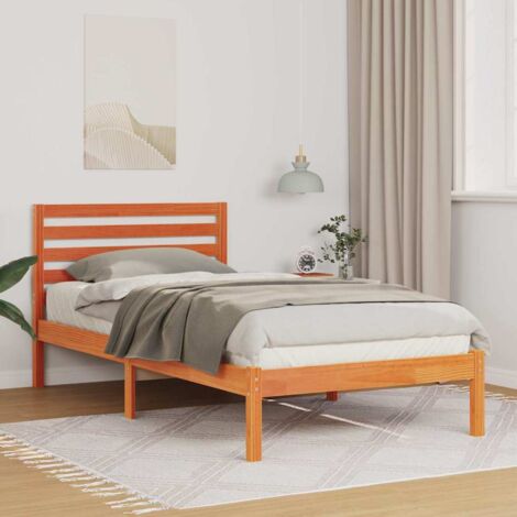 Estructura de cama con cabecera Marrón cera 75 x 190 cm
