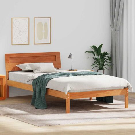 Estructura de cama con cabecera Marrón cera 80 x 200 cm