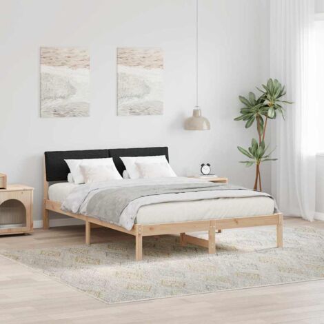 Estructura de cama con cabecera Marrón y negro 150 x 200 cm