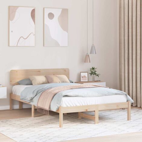 Estructura de cama con cabecera Natural 140 x 190 cm