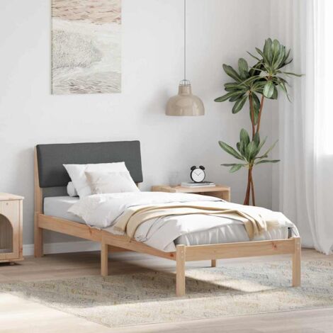 Estructura de cama con cabecera Negro y gris oscuro 75 x 190 cm