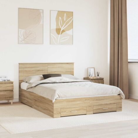 Estructura de cama con cabecera Roble  150 x 200 cm