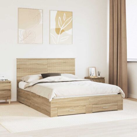 Estructura de cama con cabecera Roble  150 x 200 cm